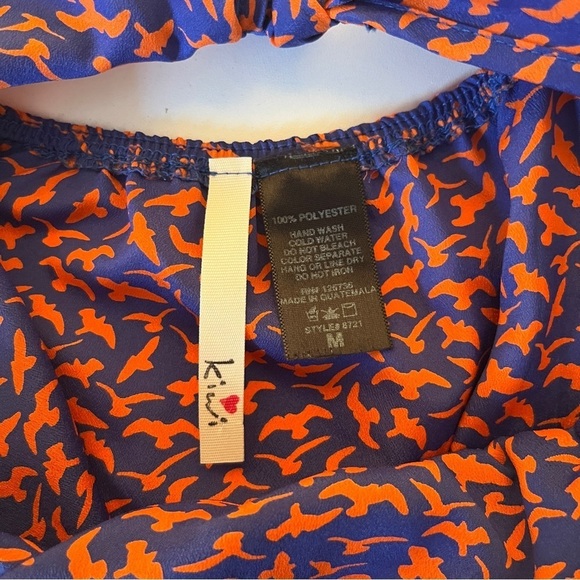 Anthropologie Kiwi Purple Dinosaur Bird Print Dress  | Size Medium Small - Picture 7 of 9